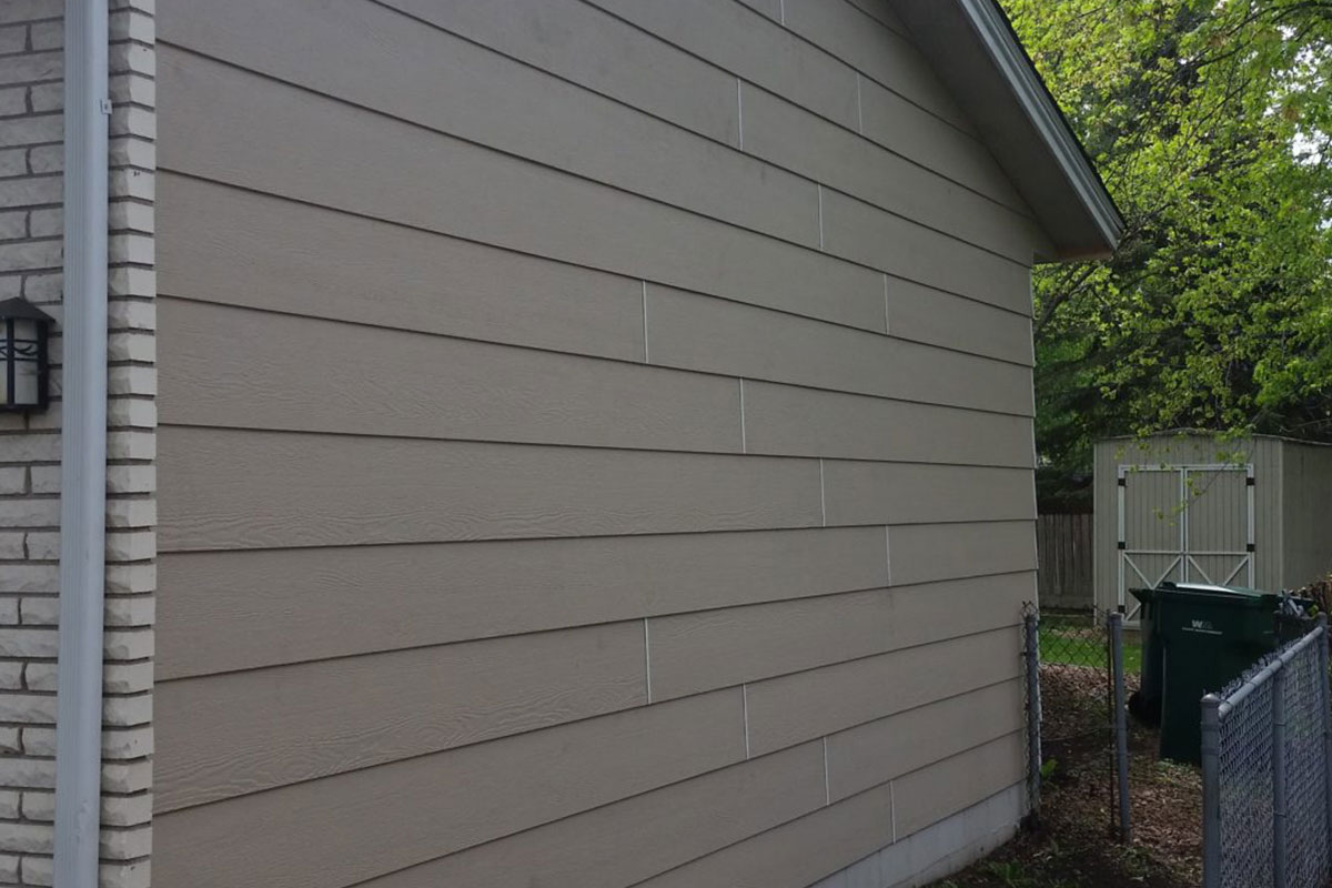 Brown siding on a house