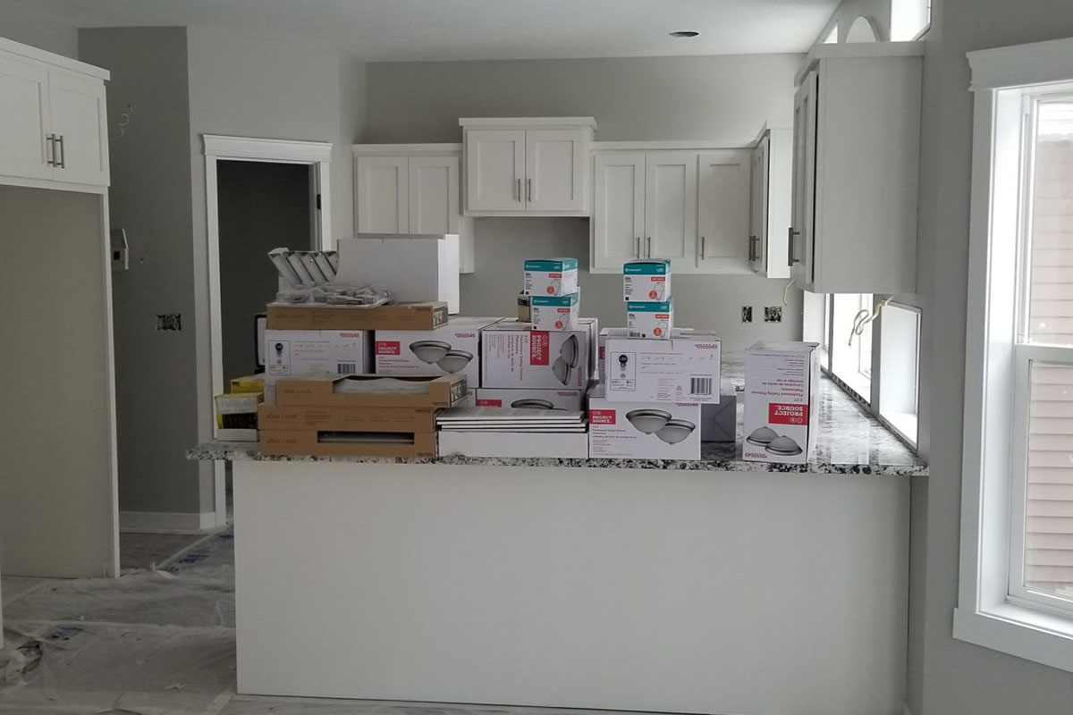 Boxes of various lighting fixtures