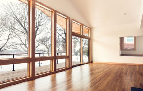 Living Space with Hardwood Floor and Big Bright Windows